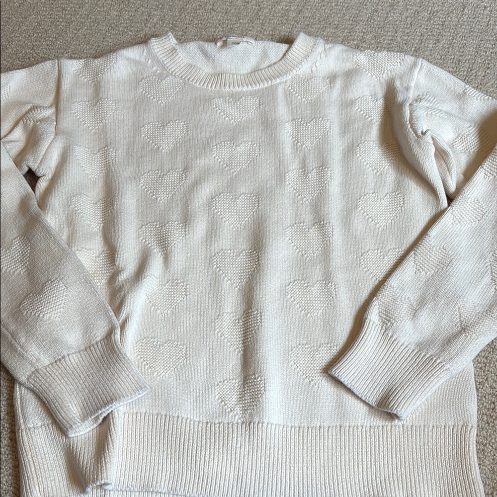 Crewcuts girls Cream Heart Pattern Sweater